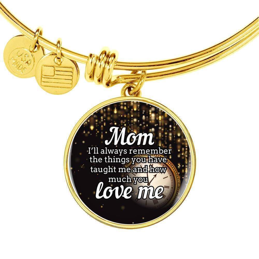 To Mom I'Ll Always Remember Personalized Engraved Gold Circle Bangle Bracelet C